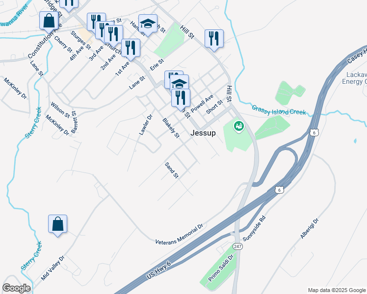 map of restaurants, bars, coffee shops, grocery stores, and more near 701 Grassy Island Avenue in Jessup