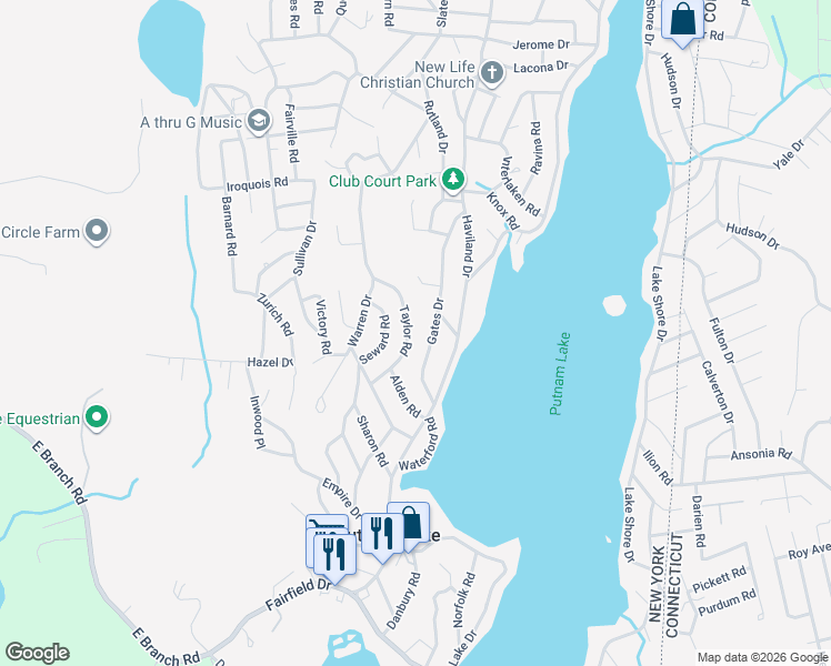 map of restaurants, bars, coffee shops, grocery stores, and more near 29 Taylor Road in Patterson