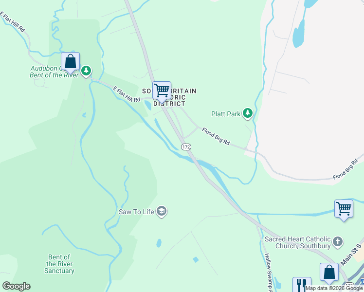 map of restaurants, bars, coffee shops, grocery stores, and more near 545 Connecticut 172 in Southbury