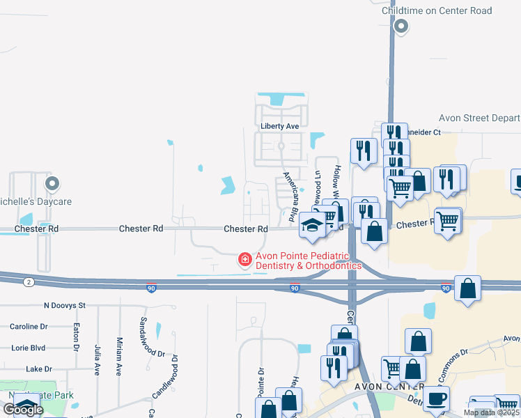 map of restaurants, bars, coffee shops, grocery stores, and more near 36640 Bordeaux in Avon