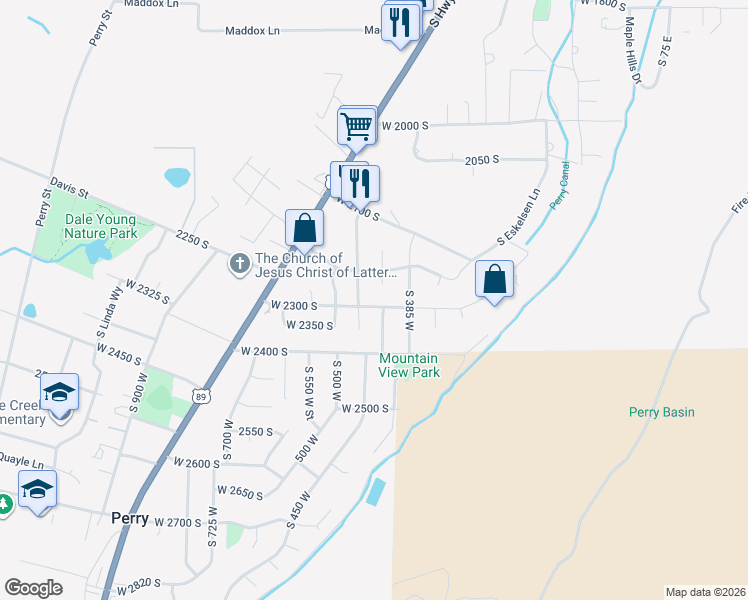 map of restaurants, bars, coffee shops, grocery stores, and more near 430 West 2300 South in Brigham City