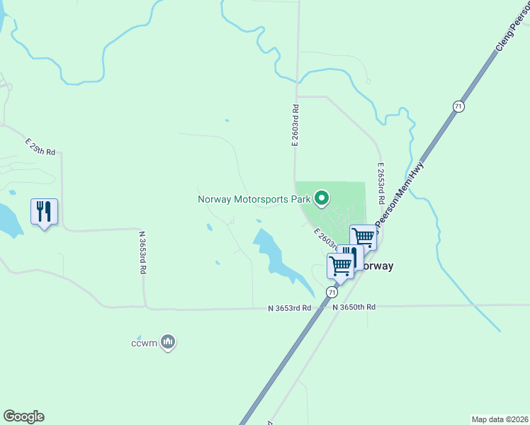 map of restaurants, bars, coffee shops, grocery stores, and more near 2618 3689th Road in Sheridan