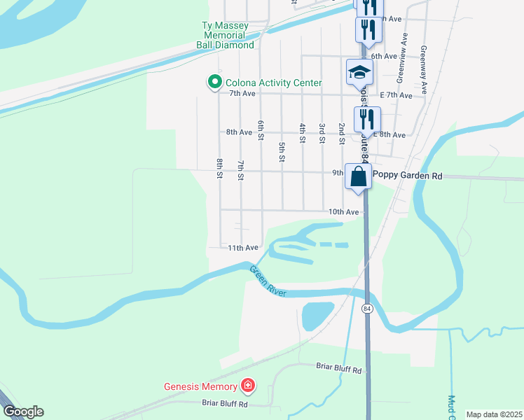 map of restaurants, bars, coffee shops, grocery stores, and more near 999 6th St in Colona