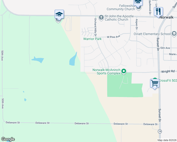 map of restaurants, bars, coffee shops, grocery stores, and more near 102 Braeburn Lane in Norwalk