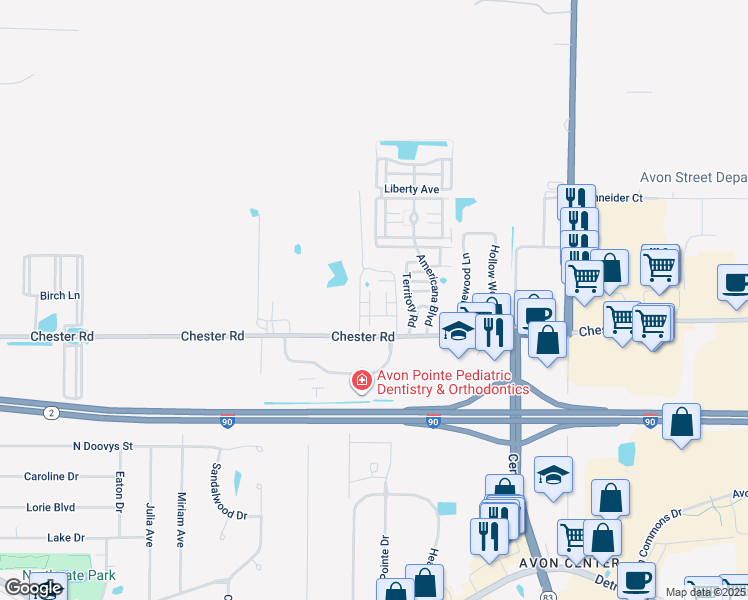 map of restaurants, bars, coffee shops, grocery stores, and more near 1465 Caymus Ct in Avon