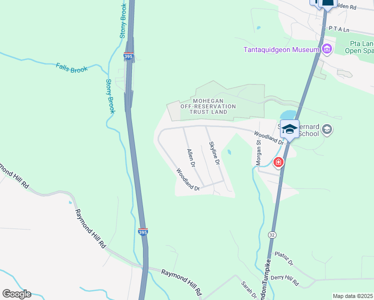 map of restaurants, bars, coffee shops, grocery stores, and more near 12 Allen Drive in Montville