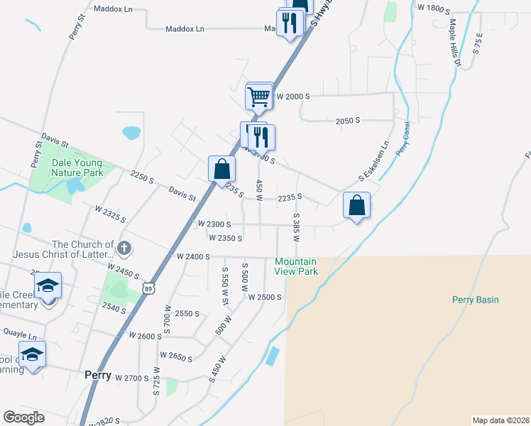 map of restaurants, bars, coffee shops, grocery stores, and more near 2263 South 450 West in Brigham City