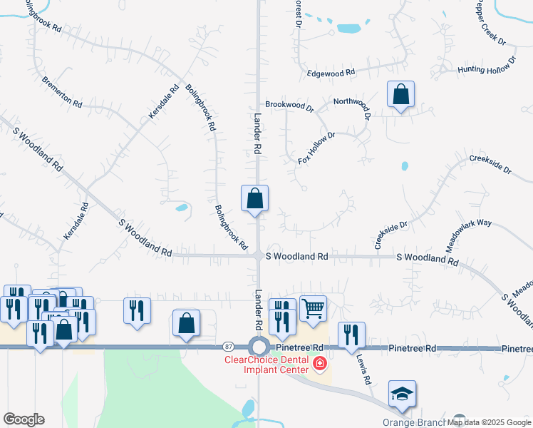 map of restaurants, bars, coffee shops, grocery stores, and more near 3312 Lander Road in Cleveland