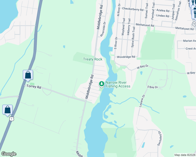 map of restaurants, bars, coffee shops, grocery stores, and more near 33 Kingston Avenue in South Kingstown
