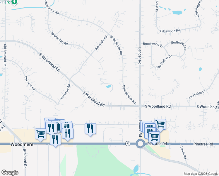 map of restaurants, bars, coffee shops, grocery stores, and more near 3311 Bremerton Road in Pepper Pike