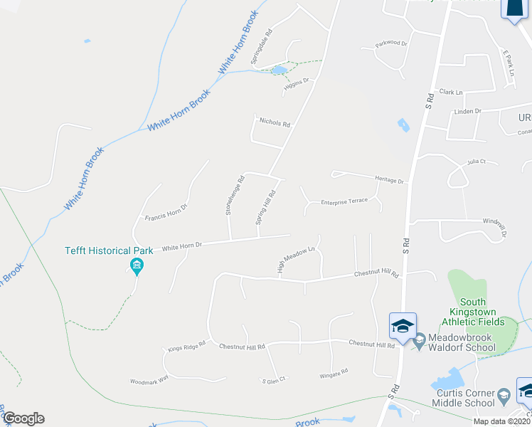 map of restaurants, bars, coffee shops, grocery stores, and more near 60 Spring Hill Road in South Kingstown