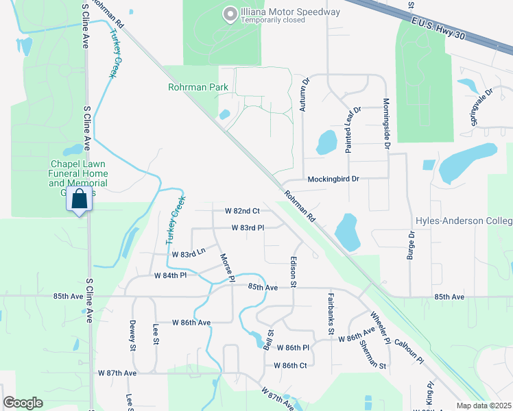 map of restaurants, bars, coffee shops, grocery stores, and more near 7096 West 82nd Court in Crown Point