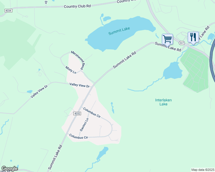 map of restaurants, bars, coffee shops, grocery stores, and more near 1593 Summit Lake Road in Clarks Summit