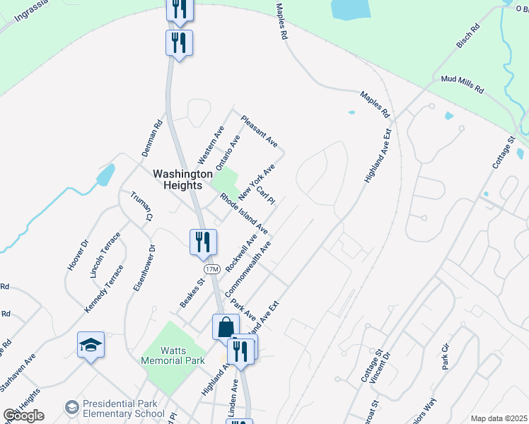 map of restaurants, bars, coffee shops, grocery stores, and more near 14 Carl Place in Middletown