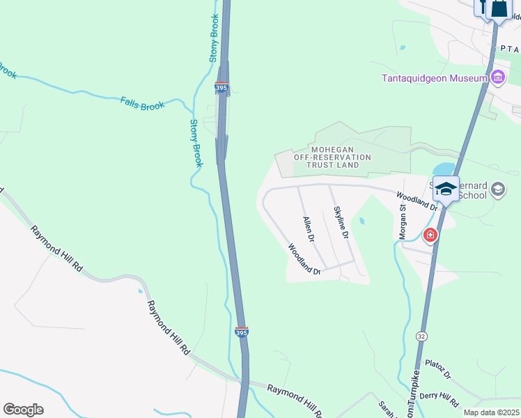 map of restaurants, bars, coffee shops, grocery stores, and more near 113 Woodland Drive in Montville