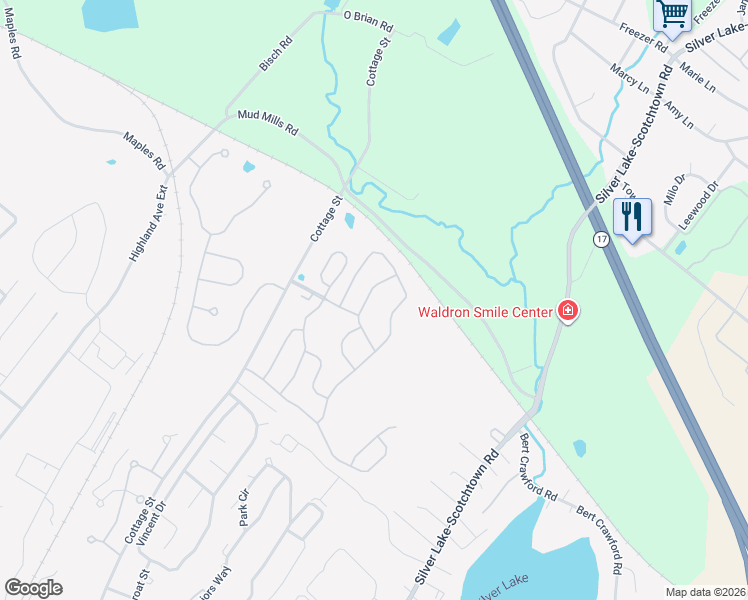 map of restaurants, bars, coffee shops, grocery stores, and more near 33 Sunflower Street in Middletown