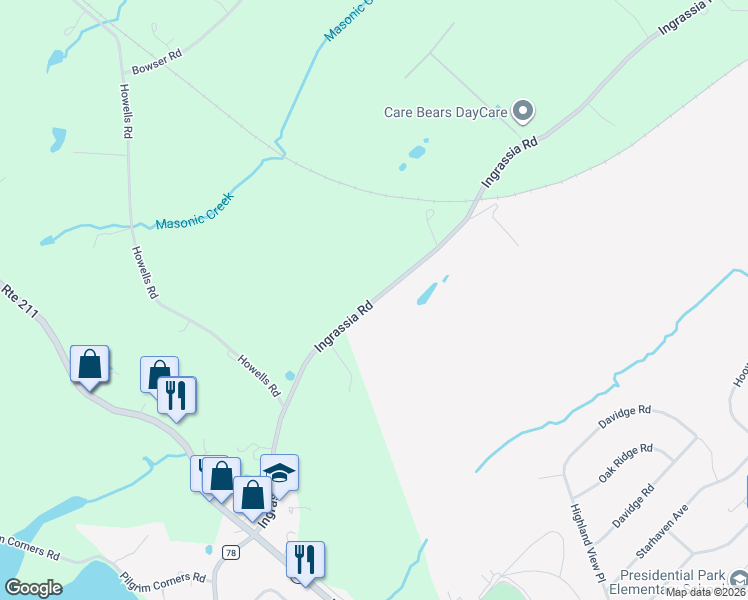 map of restaurants, bars, coffee shops, grocery stores, and more near 179 Ingrassia Road in Middletown