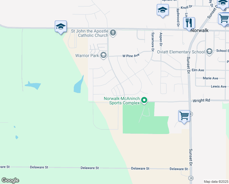 map of restaurants, bars, coffee shops, grocery stores, and more near 231 Burr Oak Court in Norwalk