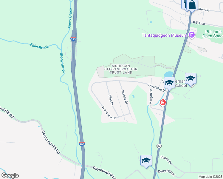 map of restaurants, bars, coffee shops, grocery stores, and more near 12 Allen Dr in Montville