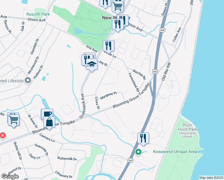 map of restaurants, bars, coffee shops, grocery stores, and more near 5 Margaret Place in New Windsor