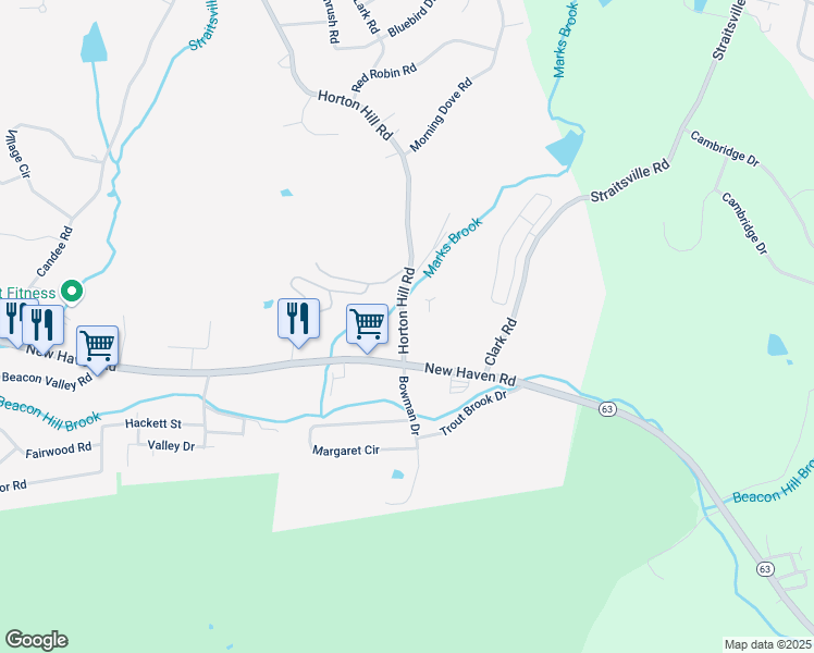 map of restaurants, bars, coffee shops, grocery stores, and more near 39 Horton Hill Road in Naugatuck