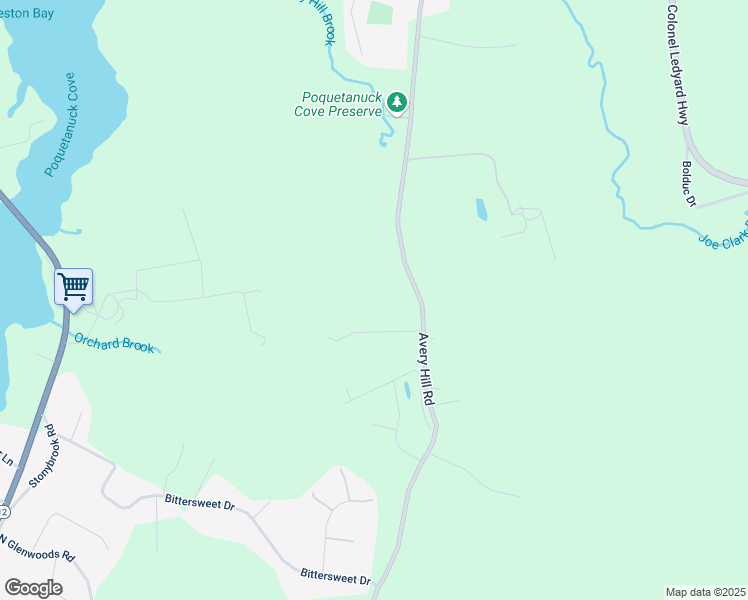 map of restaurants, bars, coffee shops, grocery stores, and more near 4 Tuckers Run in Ledyard