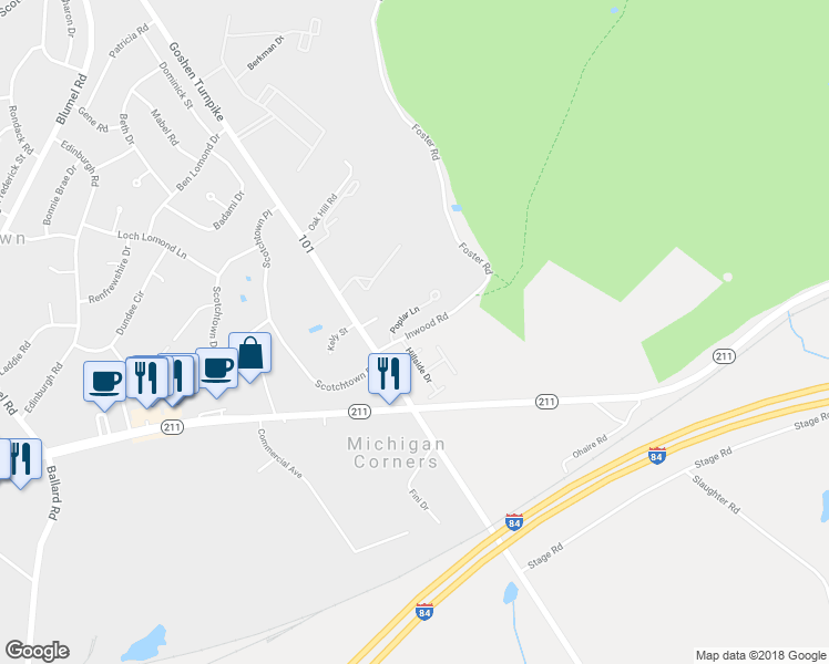 map of restaurants, bars, coffee shops, grocery stores, and more near 56 Inwood Road in Scotchtown