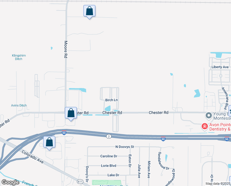map of restaurants, bars, coffee shops, grocery stores, and more near 1542 Rosewood Boulevard in Avon