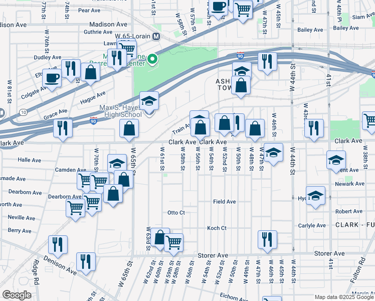 map of restaurants, bars, coffee shops, grocery stores, and more near 3120 West 58th Street in Cleveland