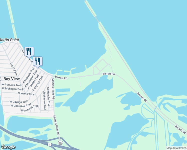 map of restaurants, bars, coffee shops, grocery stores, and more near 7800 Barrett Road in Sandusky