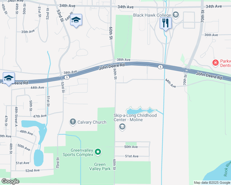 map of restaurants, bars, coffee shops, grocery stores, and more near 4281 60th Street in Moline