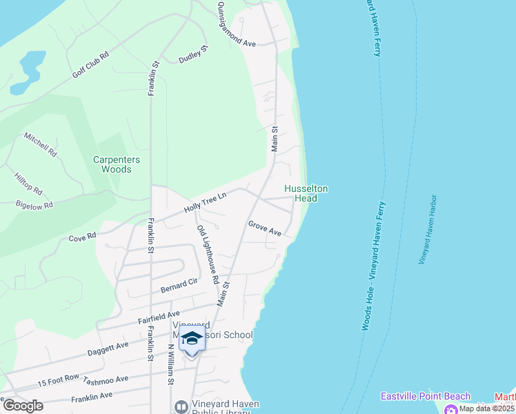 map of restaurants, bars, coffee shops, grocery stores, and more near 537 Main Street in Tisbury