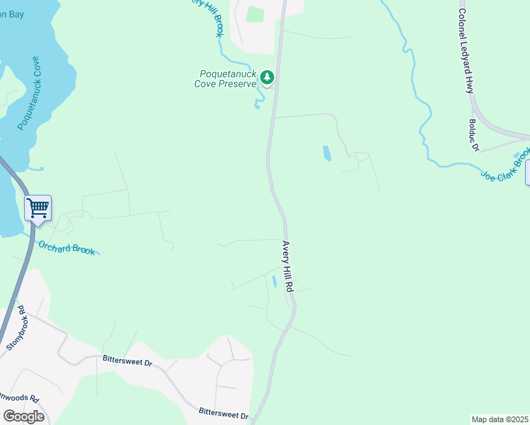 map of restaurants, bars, coffee shops, grocery stores, and more near 4 Tuckers Run in Ledyard
