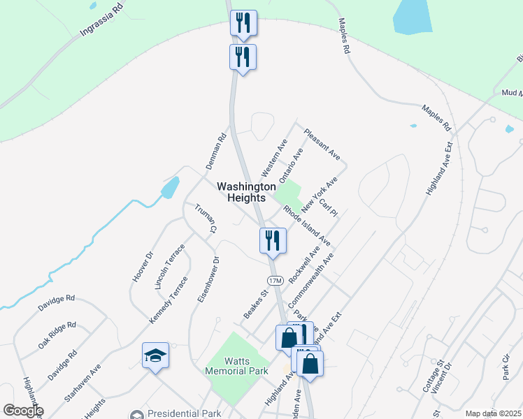 map of restaurants, bars, coffee shops, grocery stores, and more near 541 North Street in Middletown