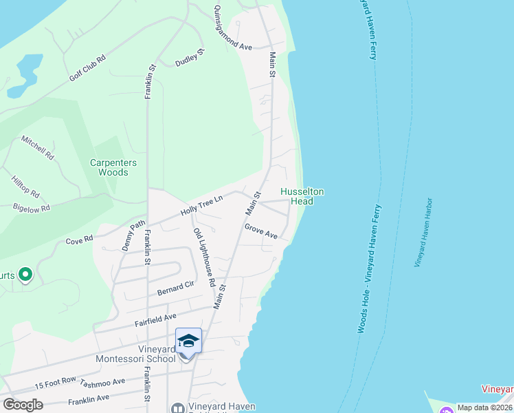 map of restaurants, bars, coffee shops, grocery stores, and more near 537 Main Street in Tisbury