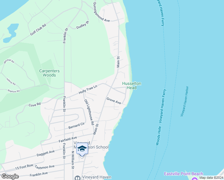 map of restaurants, bars, coffee shops, grocery stores, and more near 537 Main Street in Tisbury