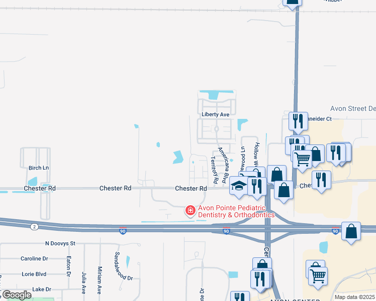 map of restaurants, bars, coffee shops, grocery stores, and more near 1465 Caymus Court in Avon