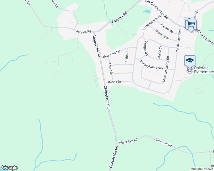 map of restaurants, bars, coffee shops, grocery stores, and more near 401 Chapel Hill Road in Montville