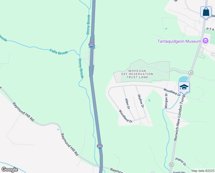 map of restaurants, bars, coffee shops, grocery stores, and more near 113 Woodland Drive in Montville