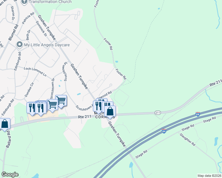 map of restaurants, bars, coffee shops, grocery stores, and more near 44 Inwood Road in Middletown