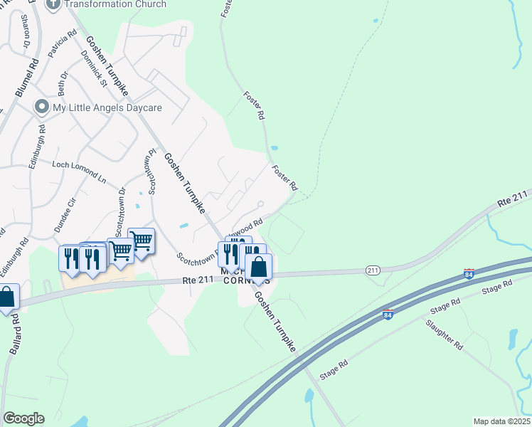 map of restaurants, bars, coffee shops, grocery stores, and more near 92 Inwood Road in Middletown