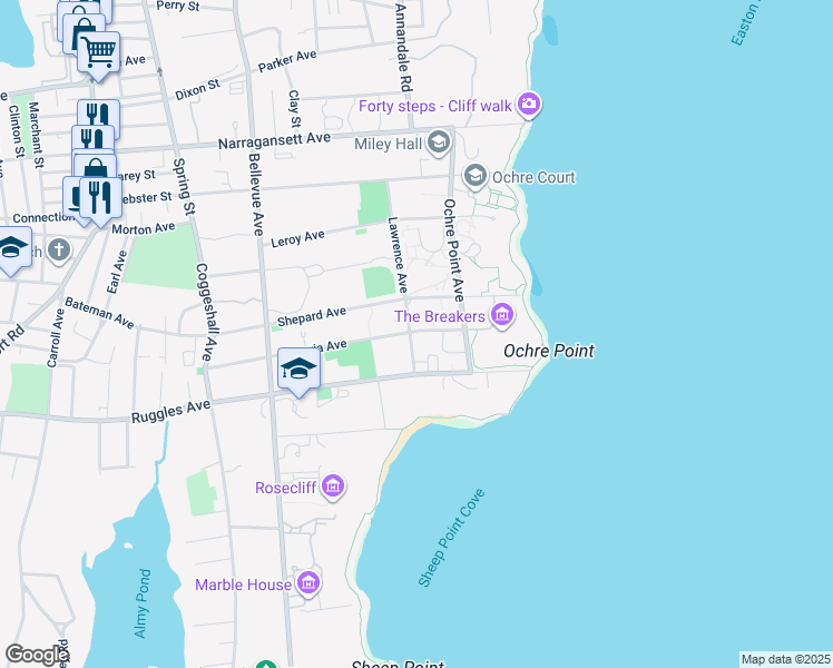 map of restaurants, bars, coffee shops, grocery stores, and more near 87 Victoria Avenue in Newport