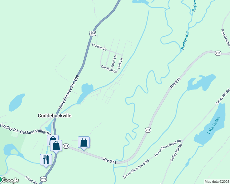 map of restaurants, bars, coffee shops, grocery stores, and more near 114 Lakeview Drive in Cuddebackville