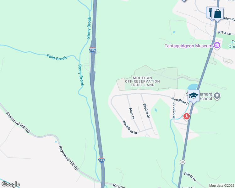 map of restaurants, bars, coffee shops, grocery stores, and more near 200 Fort Hill Drive in Montville
