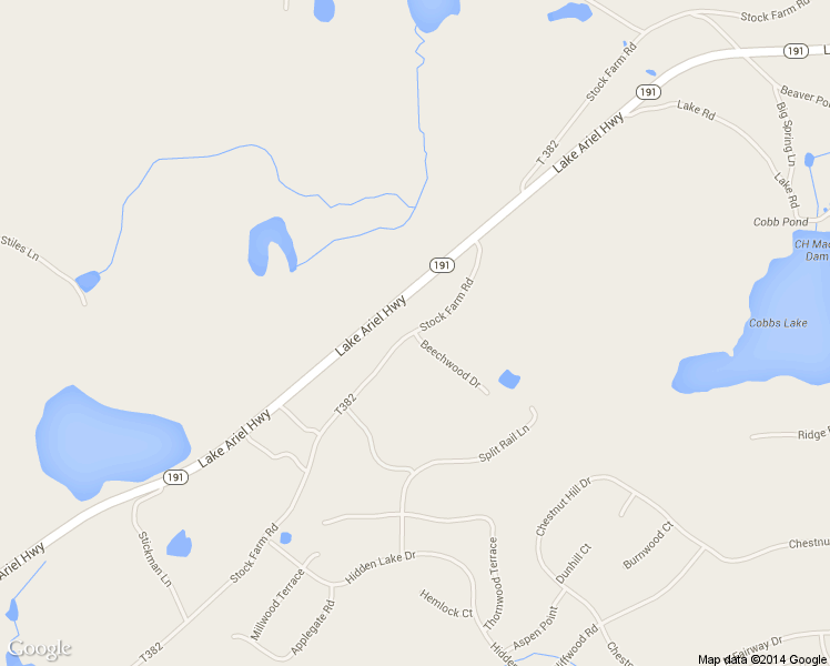 map of restaurants, bars, coffee shops, grocery stores, and more near Stock Farm Rd in Wayne