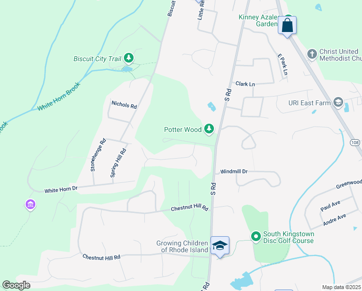 map of restaurants, bars, coffee shops, grocery stores, and more near 82 Heritage Drive in South Kingstown
