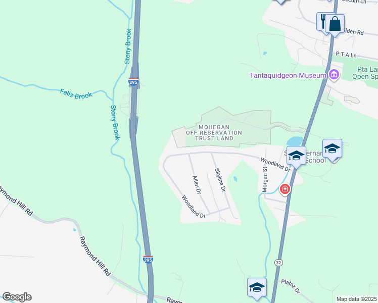 map of restaurants, bars, coffee shops, grocery stores, and more near 200 Fort Hill Drive in Montville