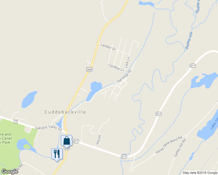 map of restaurants, bars, coffee shops, grocery stores, and more near 8 Hillcrest Drive in Cuddebackville