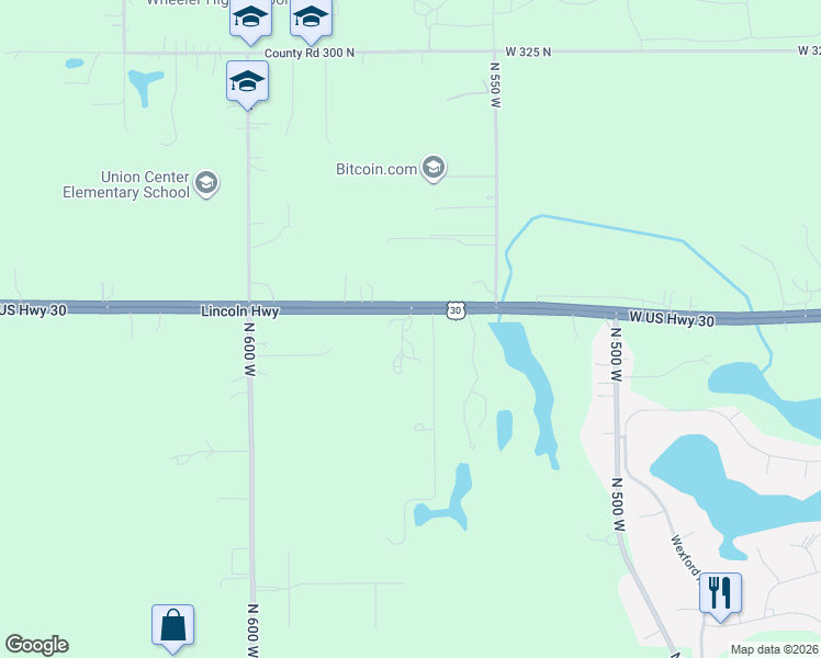 map of restaurants, bars, coffee shops, grocery stores, and more near 556-598 West US Highway 30 in Valparaiso