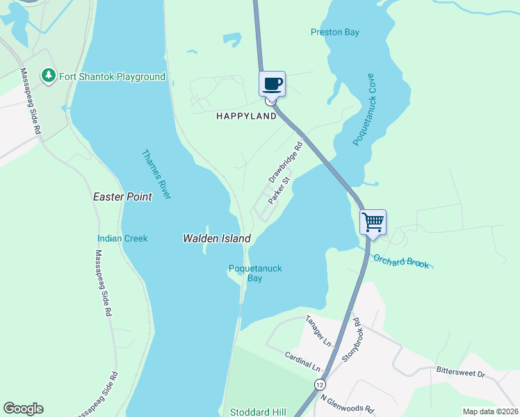 map of restaurants, bars, coffee shops, grocery stores, and more near 2 Point Street in Preston